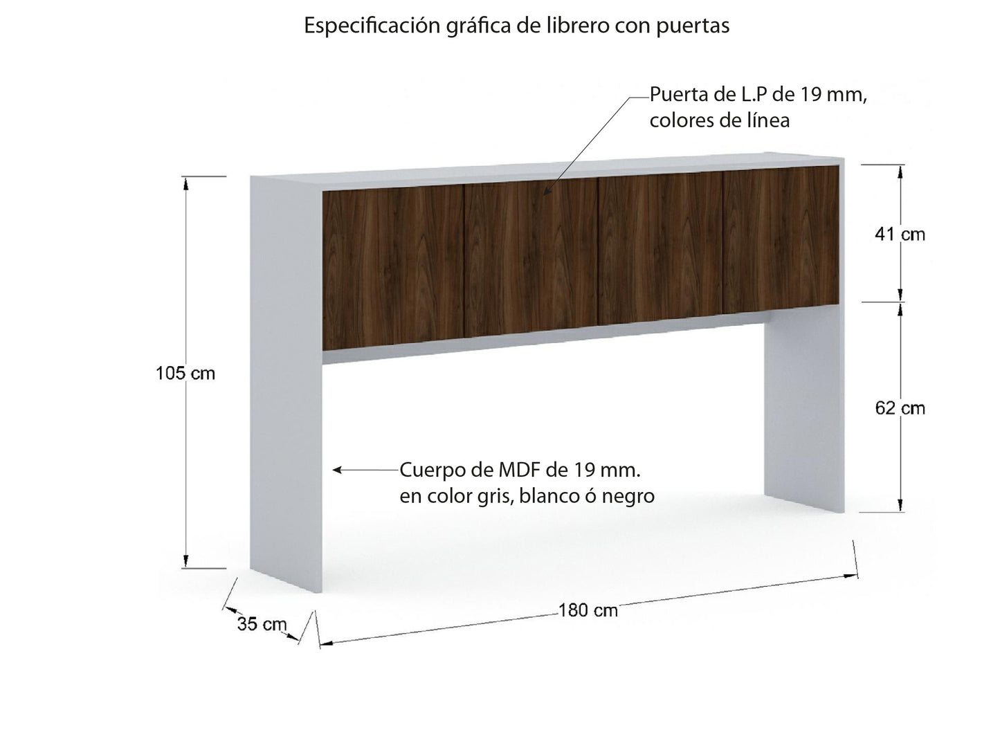 Librero sobre Credenza LBR1835