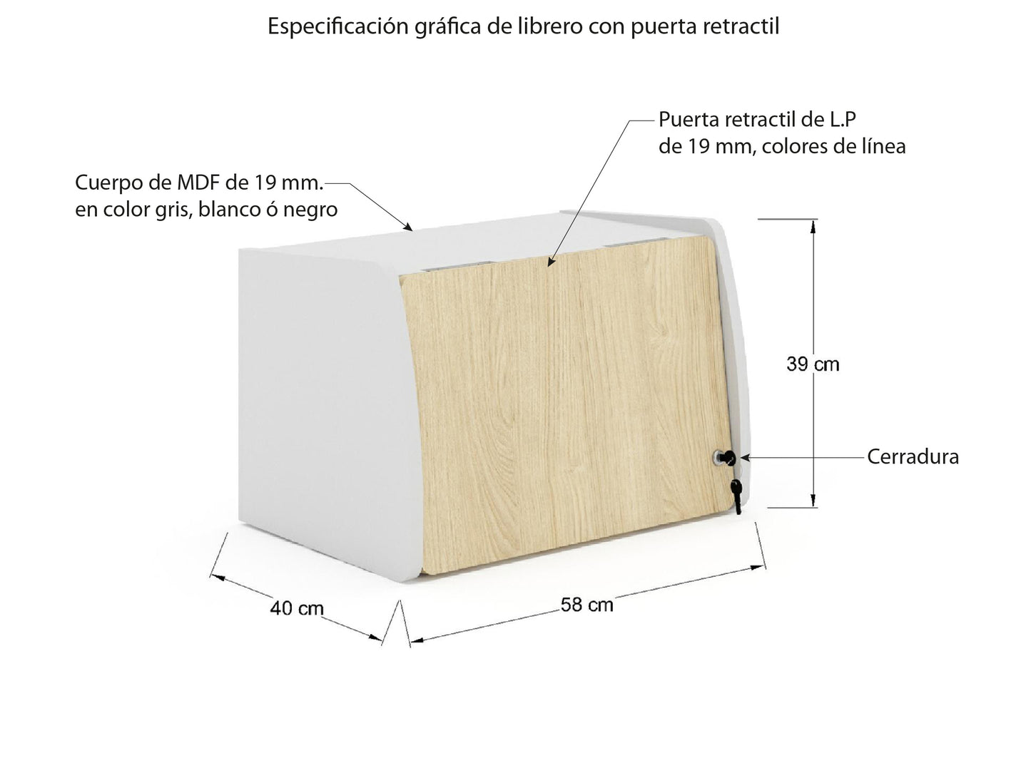 Librero con Puerta Retráctil LRC60