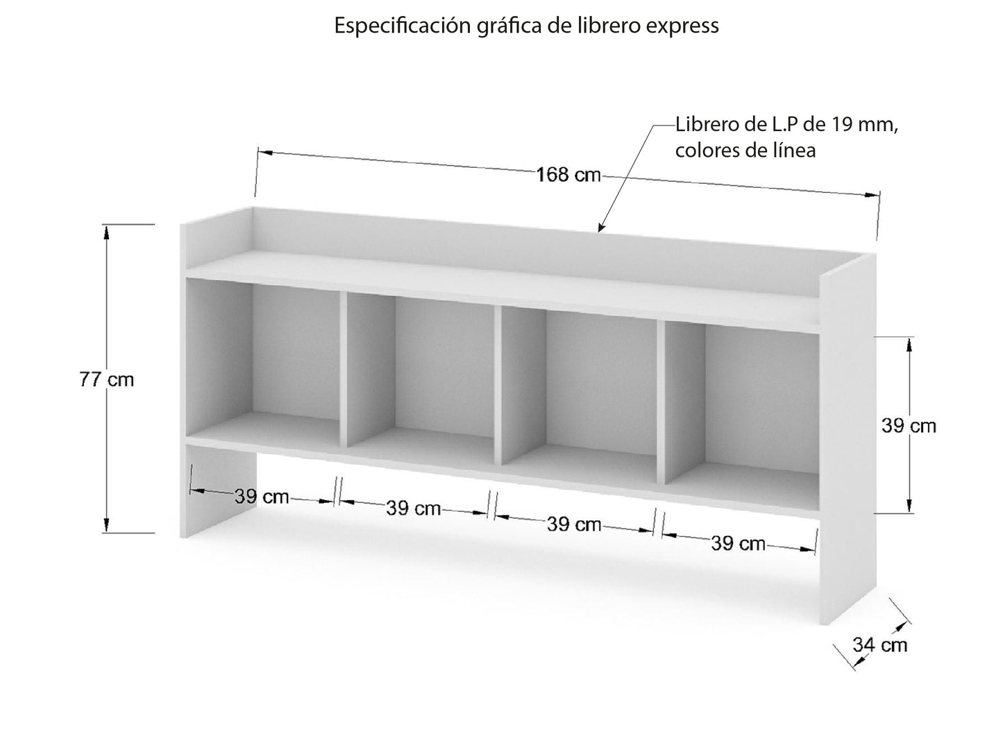 Librero Abierto de L.P. EXLB1634