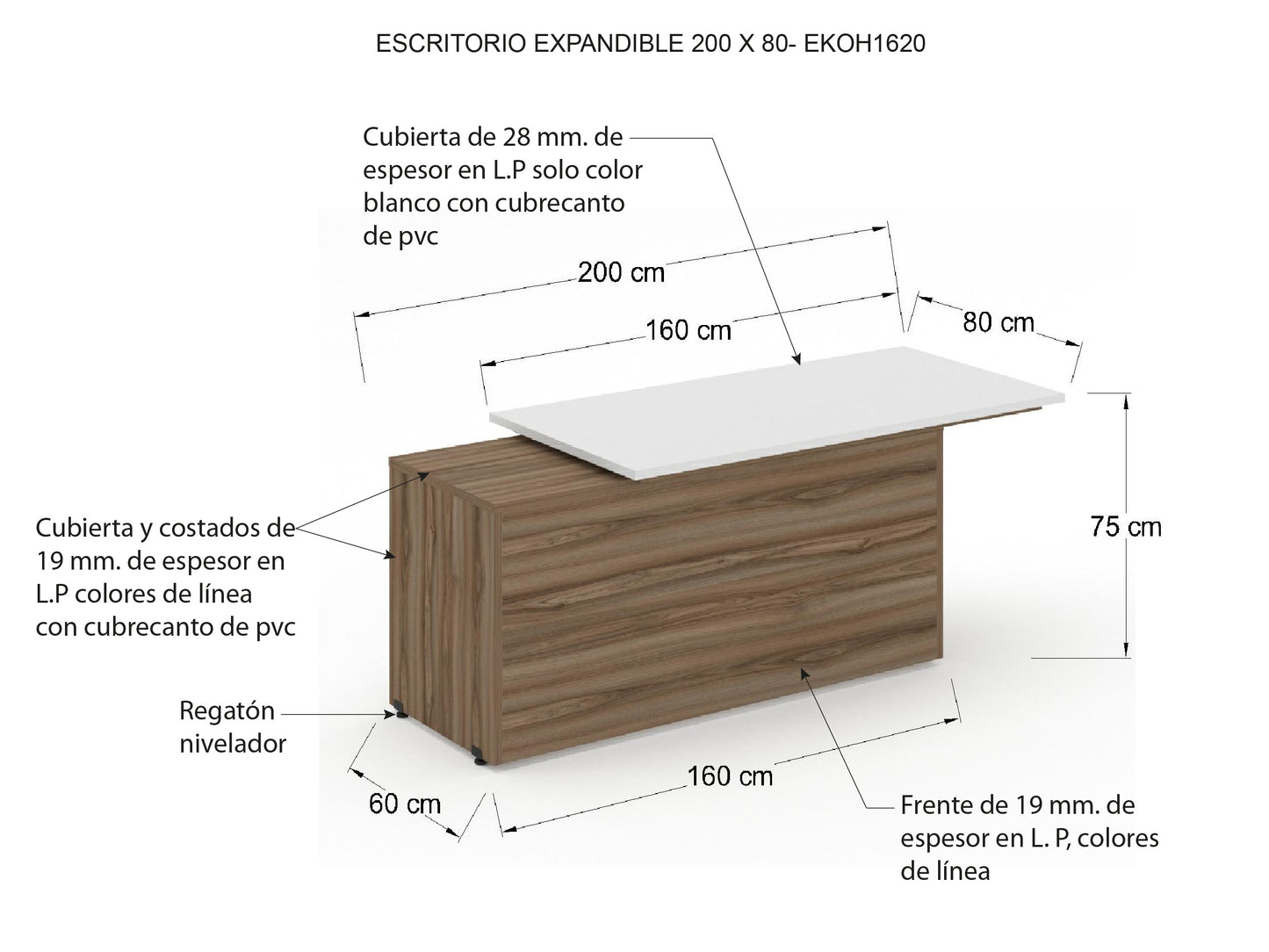 Escritorio Ejecutivo Koh con Cubierta Blanca