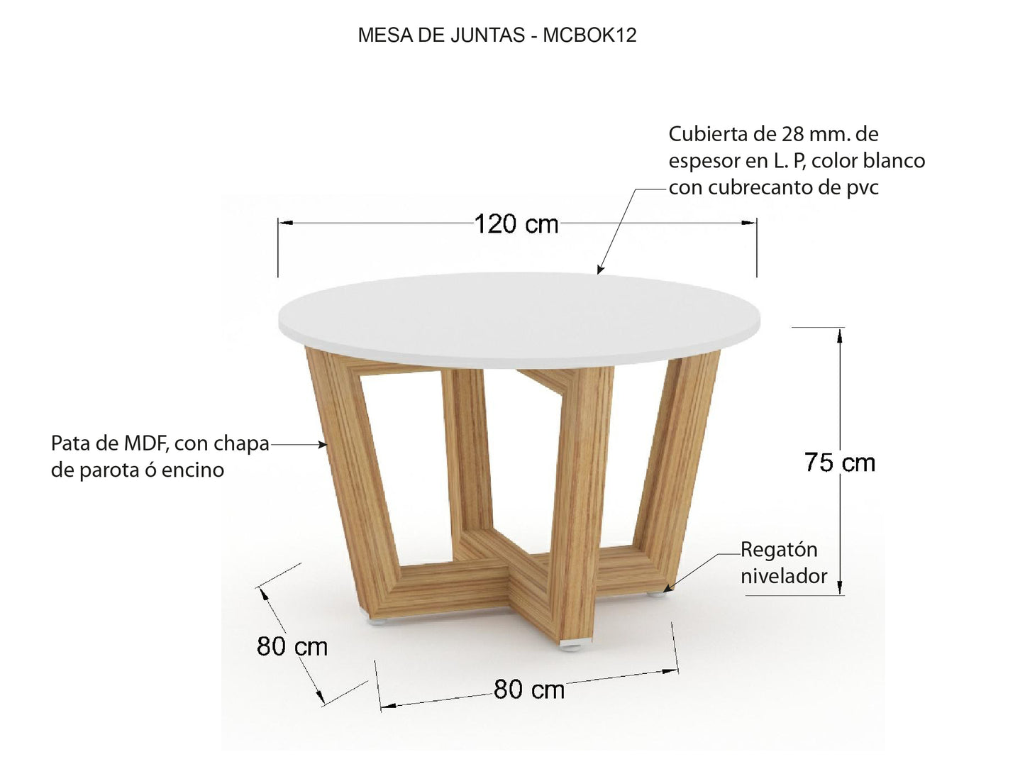 Mesa de Juntas Bok-Santal con Cubierta Blanca