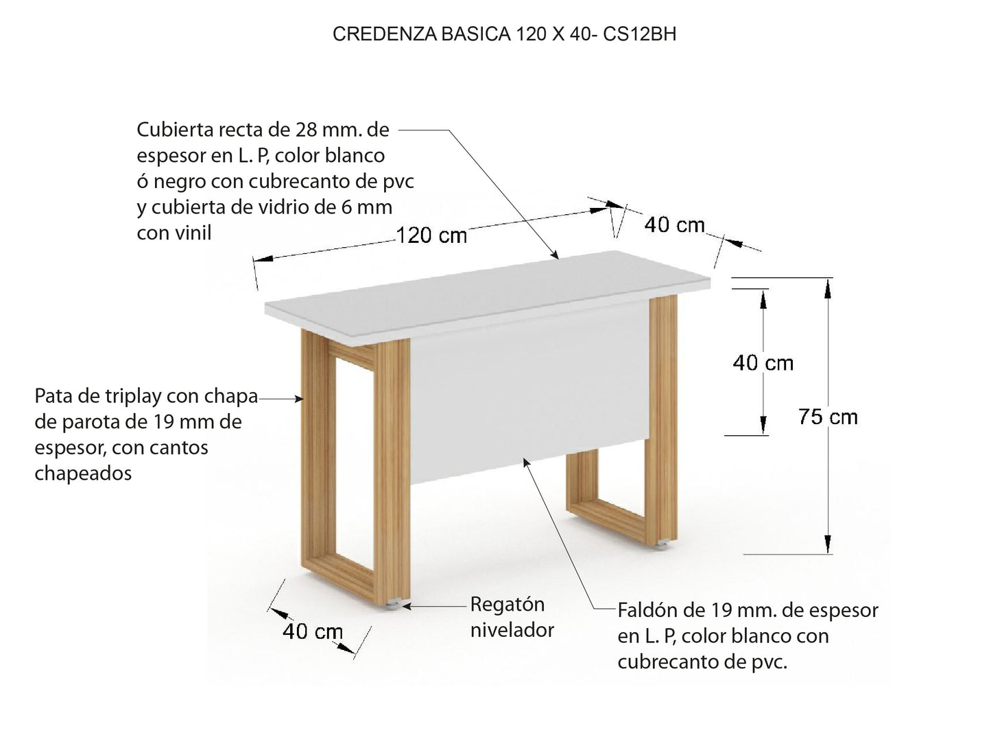Credenza Bohom-Luma con Cubierta en Cristal Bl