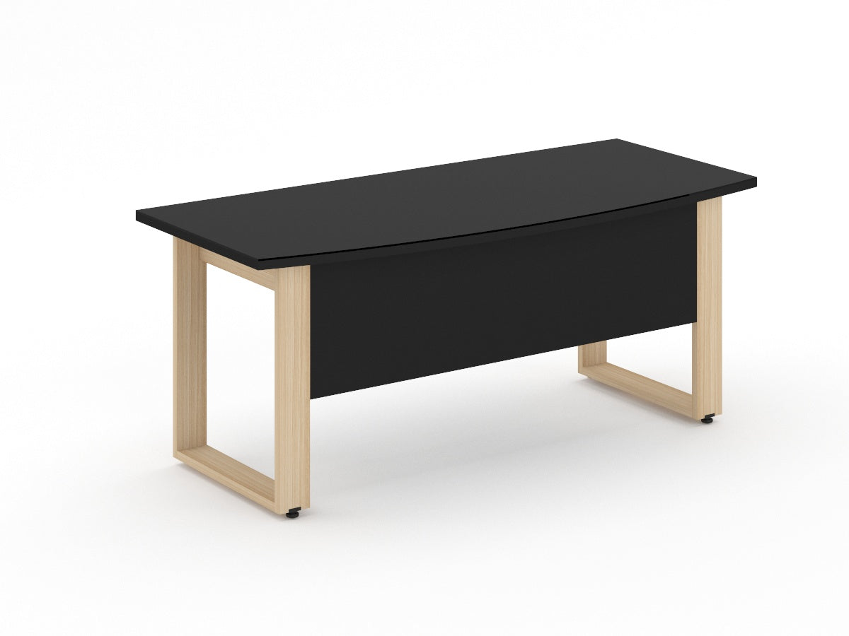 Escritorio Ejecutivo Bohom-Luma con Cubierta Curva en Cristal Ne