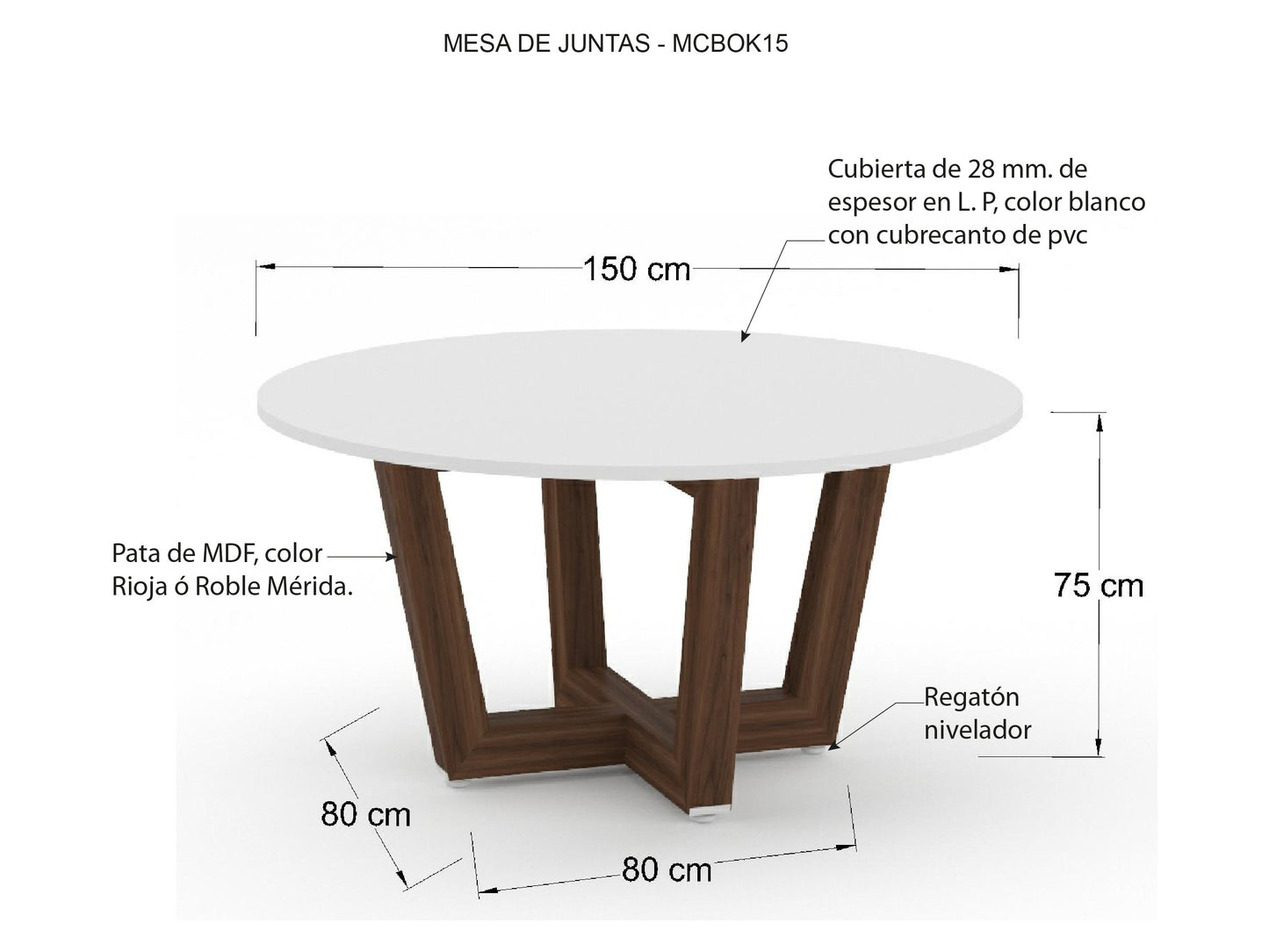 Mesa de Juntas Bok con Cubierta Blanca.