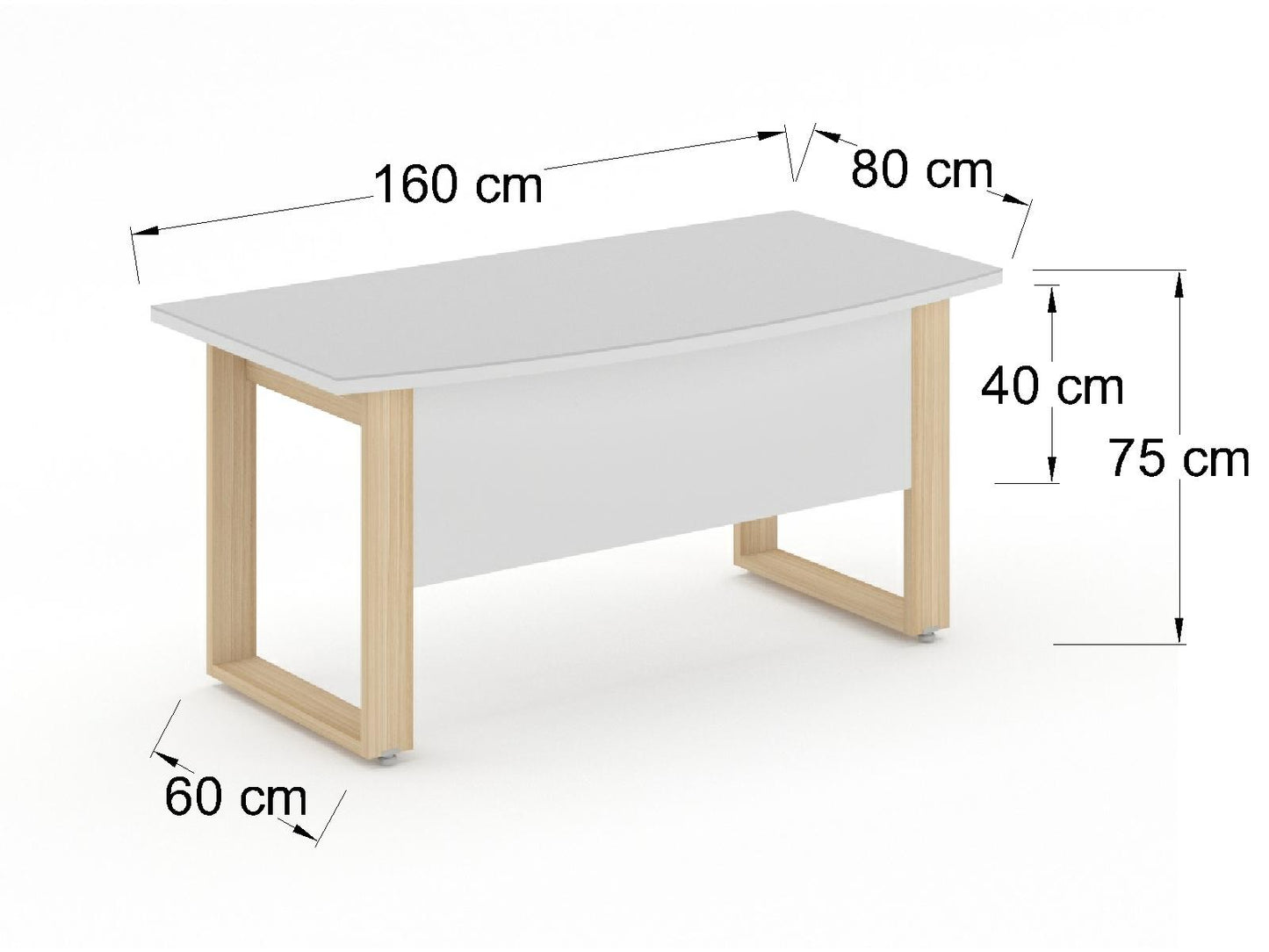 Escritorio Ejecutivo Bohom-Luma con Cubierta Curva en Cristal Bl