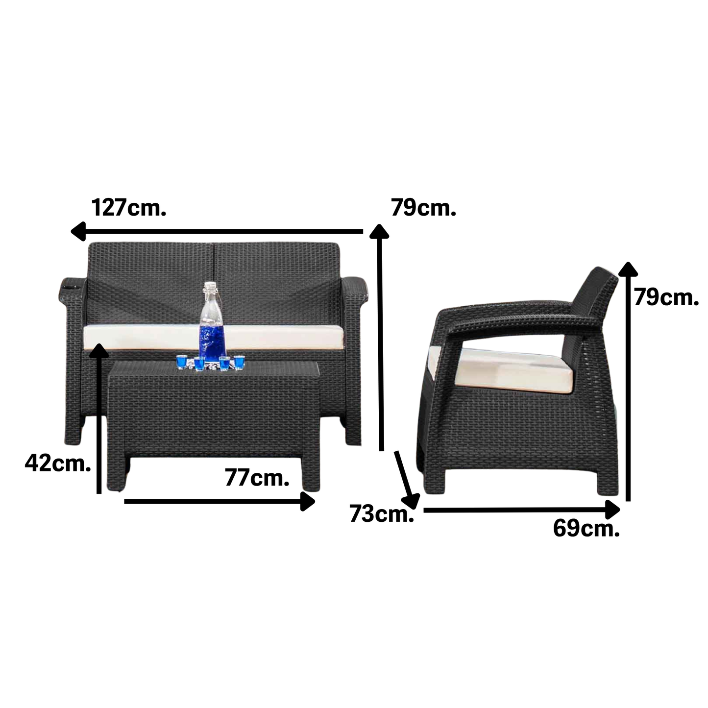 Set Luum para Exterior – Sala de 4 Piezas en Ratán Sintético