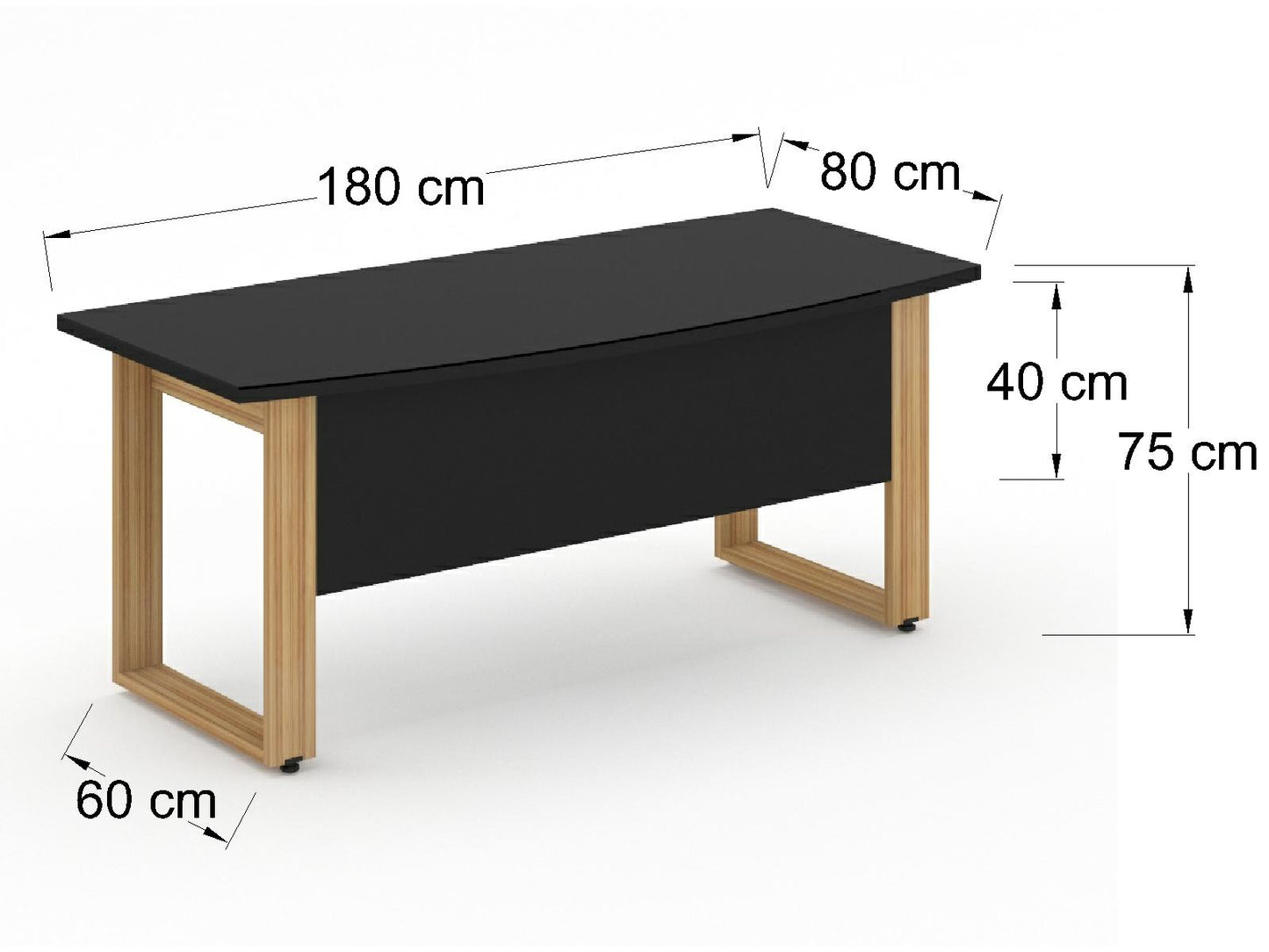 Escritorio Ejecutivo Bohom-Luma con Cubierta Curva en Cristal Ne