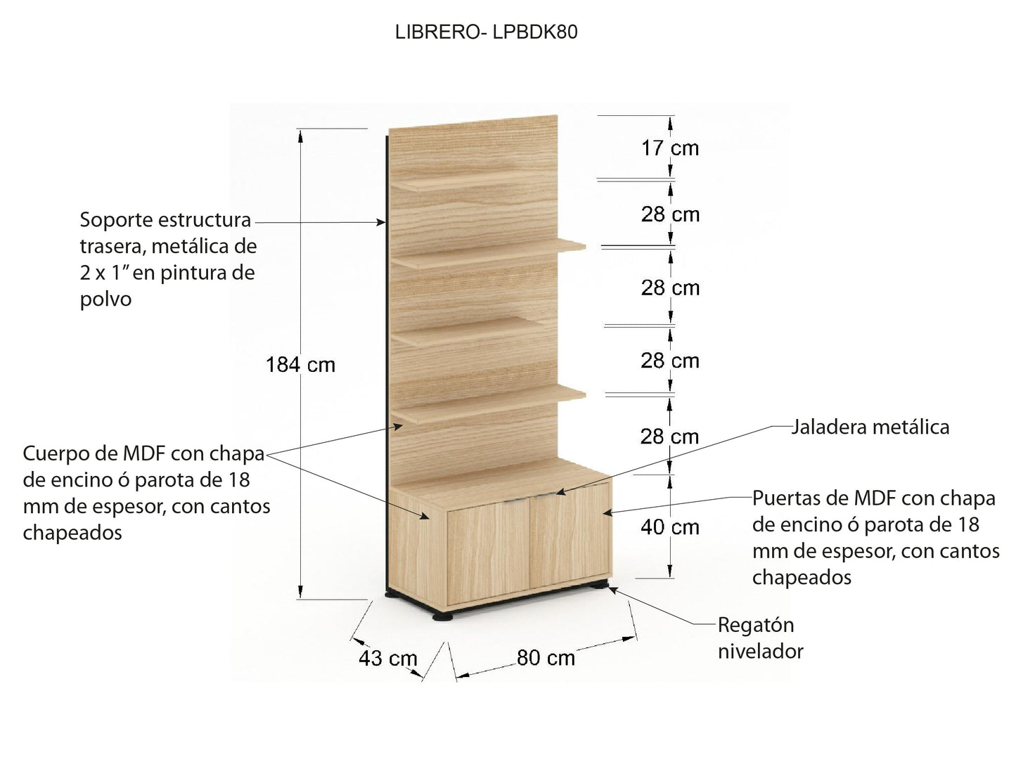 Librero Ejecutivo Bohom con Cuerpo en Chapa