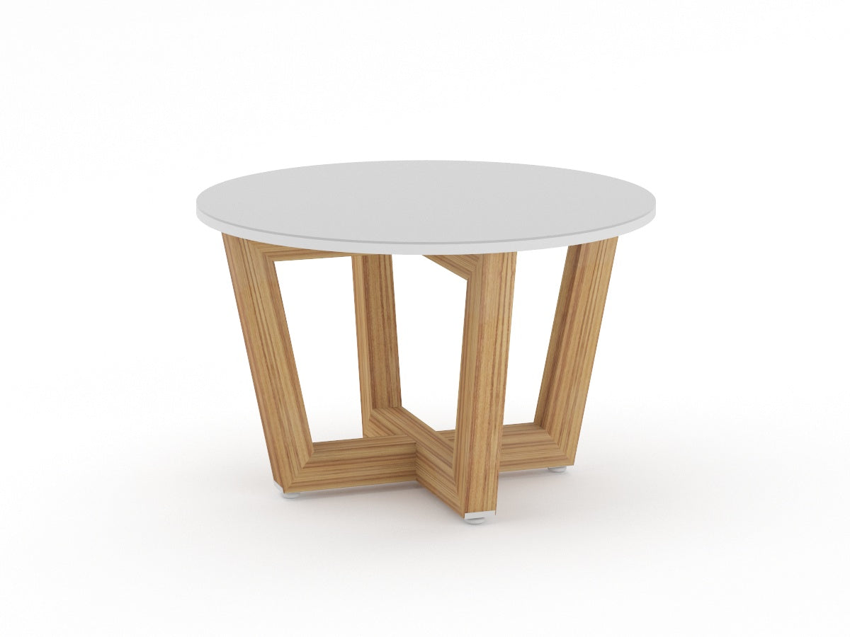 Mesa de Juntas Bok-Santal con Cubierta Blanca de Cristal