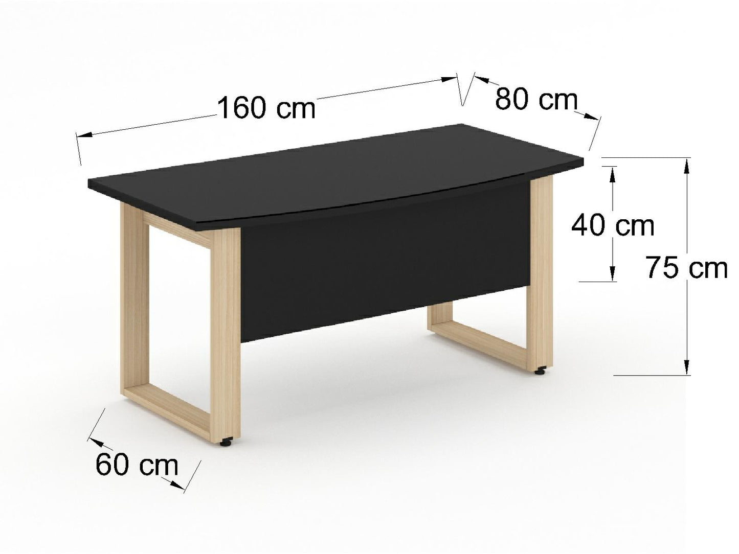 Escritorio Ejecutivo Bohom-Luma con Cubierta Curva en Cristal Ne
