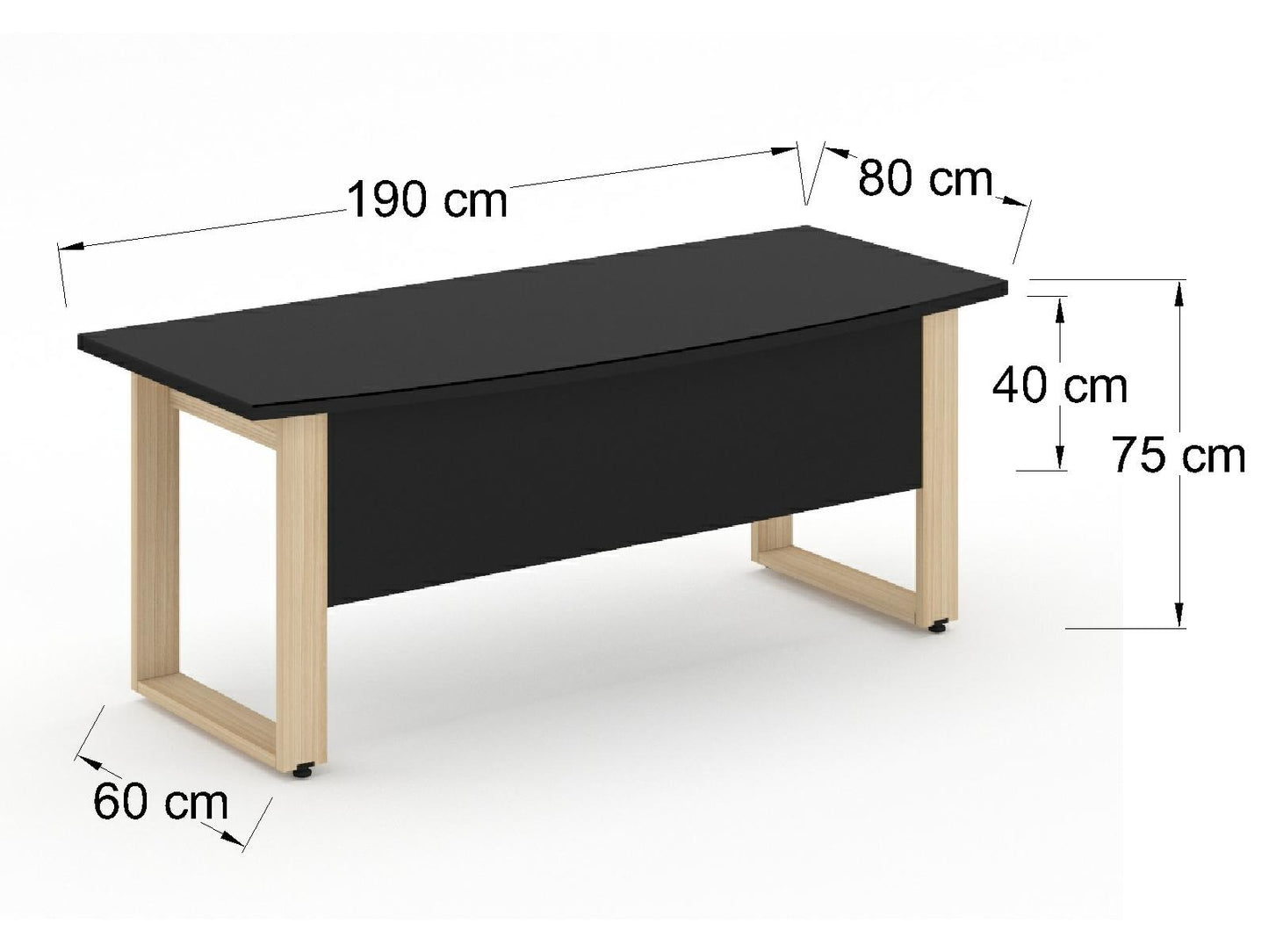 Escritorio Ejecutivo Bohom-Luma con Cubierta Curva en Cristal Ne