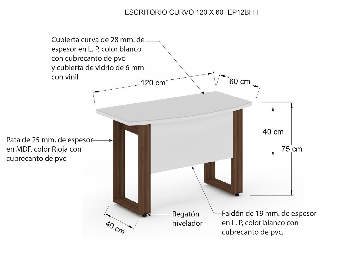 Escritorio Ejecutivo Bohom con Cubierta Curva