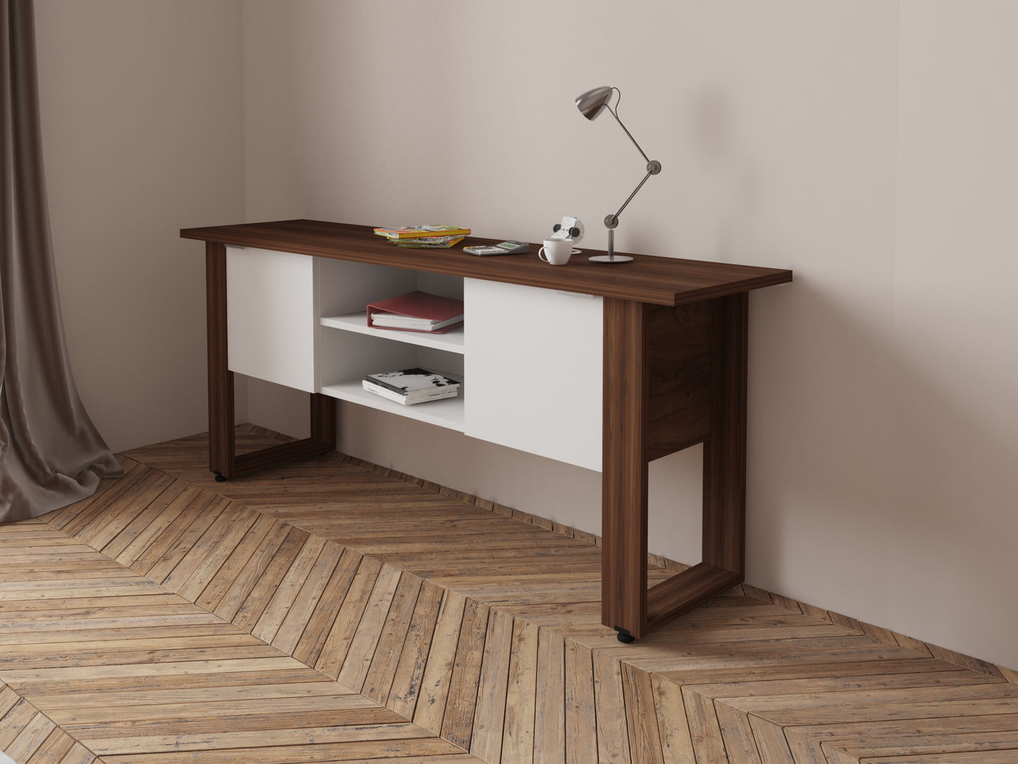 Credenza Ejecutiva Bohom con Cubierta en Color + Puertas y Estantes