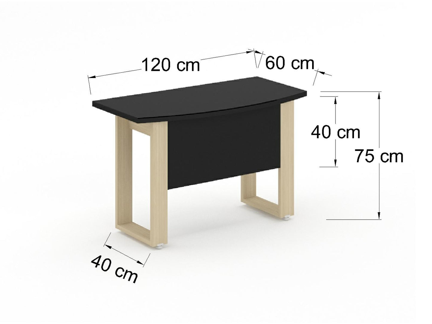 Escritorio Ejecutivo Bohom con Cubierta Curva en Cristal Ne