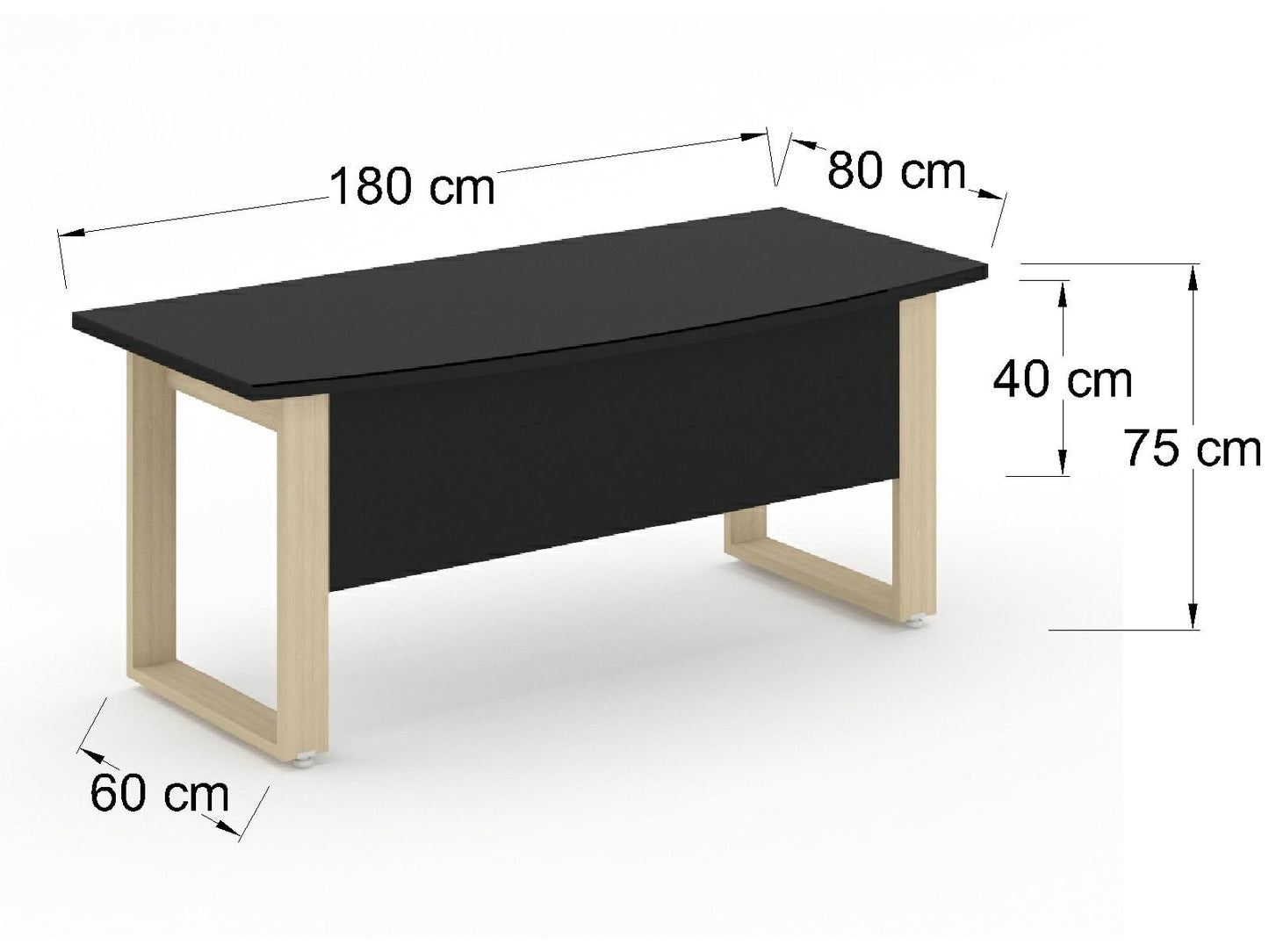 Escritorio Ejecutivo Bohom con Cubierta Curva en Cristal Ne