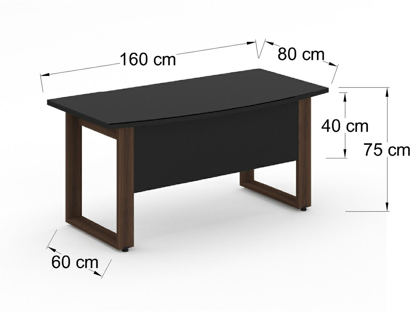 Escritorio Ejecutivo Bohom con Cubierta Curva en Cristal Ne