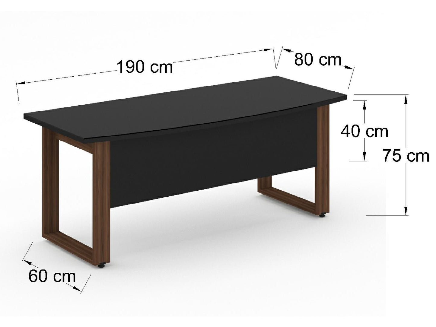 Escritorio Ejecutivo Bohom con Cubierta Curva en Cristal Ne