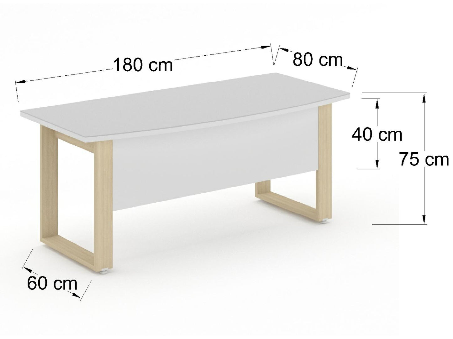 Escritorio Ejecutivo Bohom-Luma con Cubierta Curva en Cristal Bl
