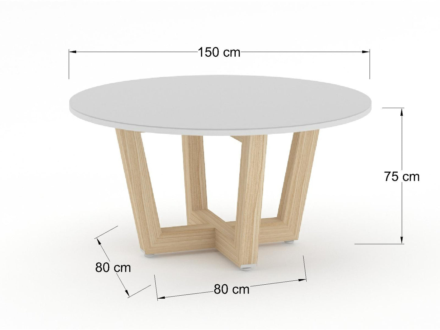 Mesa de Juntas Bok-Santal con Cubierta Blanca de Cristal