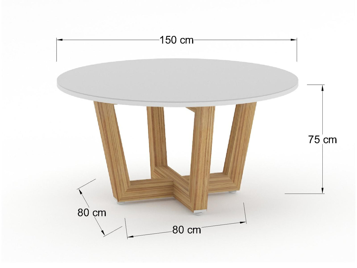 Mesa de Juntas Bok-Santal con Cubierta Blanca de Cristal