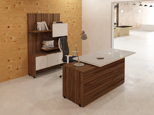 Escritorio Ejecutivo Koh con Cubierta de Cristal Blanca