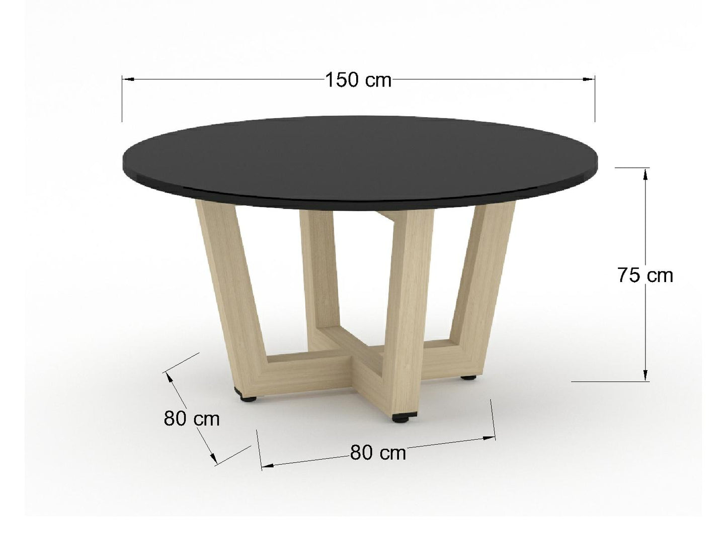 Mesa de Juntas Bok con Cubierta Negra de Cristal