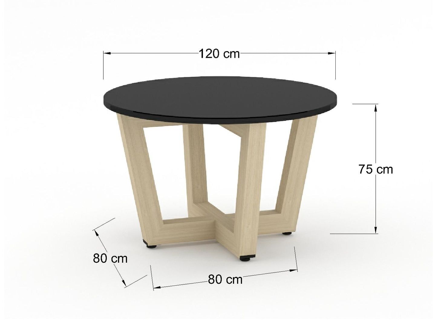 Mesa de Juntas Bok con Cubierta Negra de Cristal