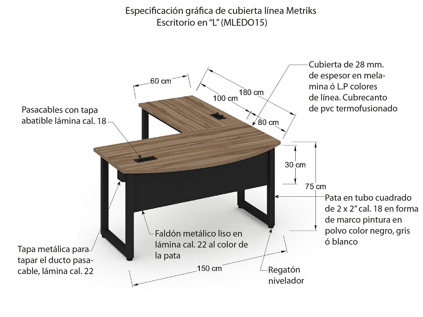 Escritorio Ejecutivo con Lateral MLEDO