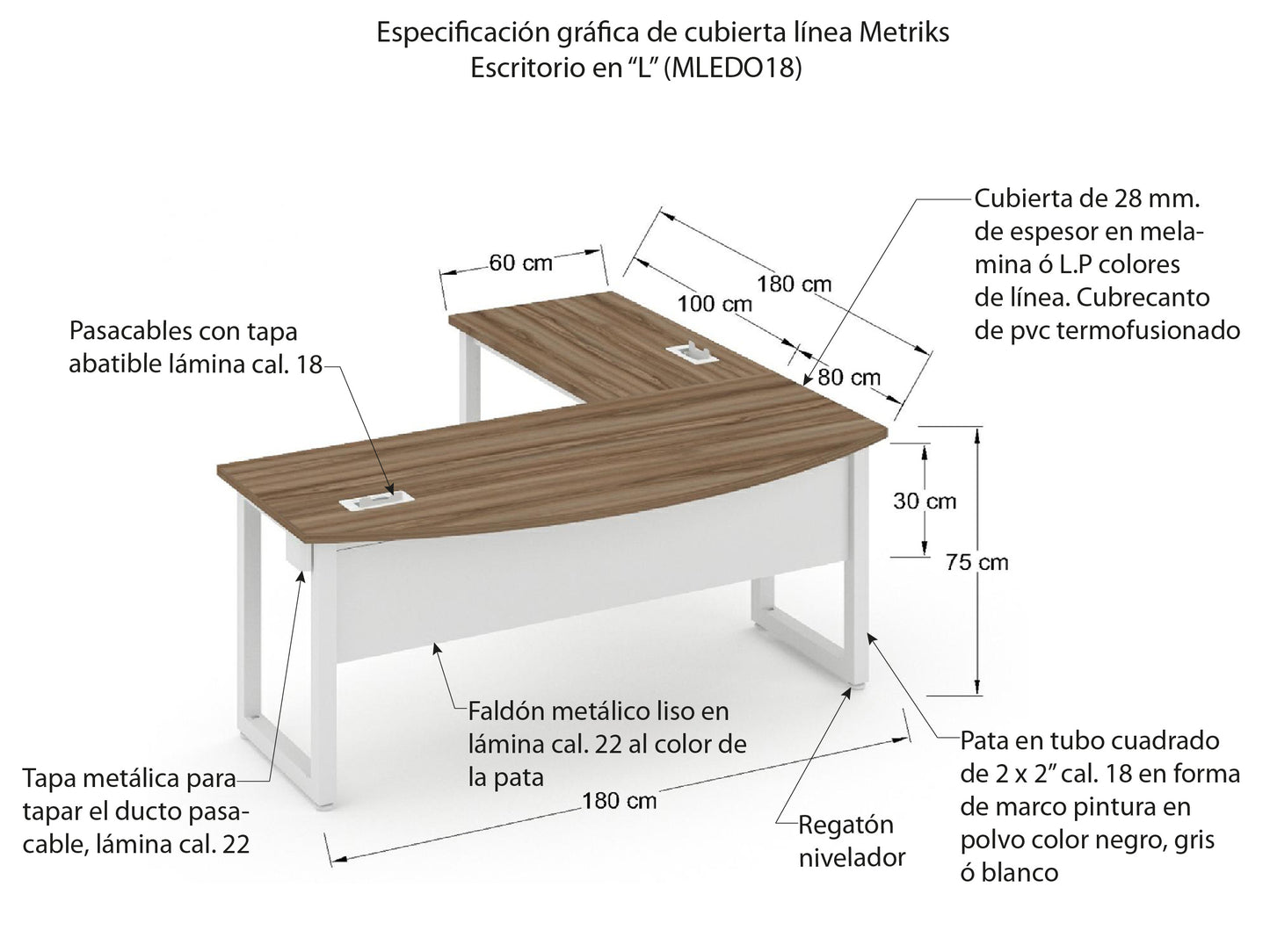 Escritorio Ejecutivo con Lateral MLEDO