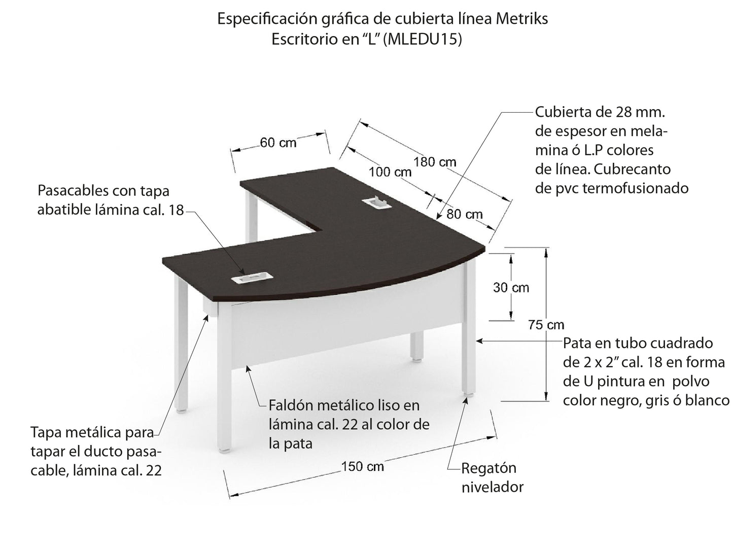 Escritorio Ejecutivo con Lateral MLEDU