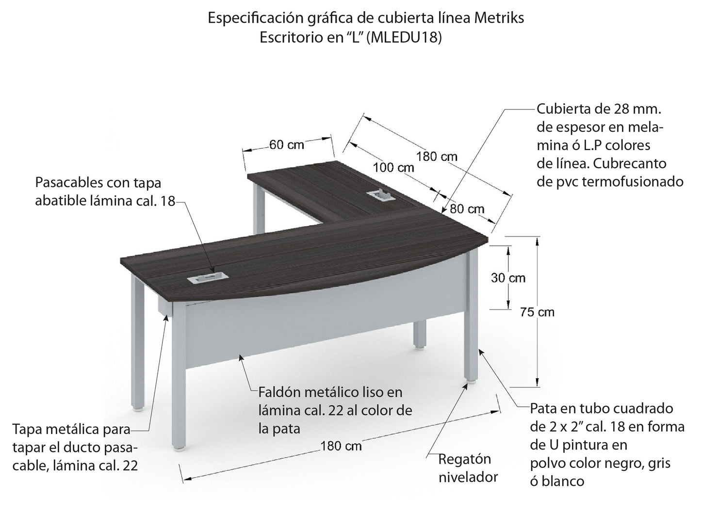 Escritorio Ejecutivo con Lateral MLEDU