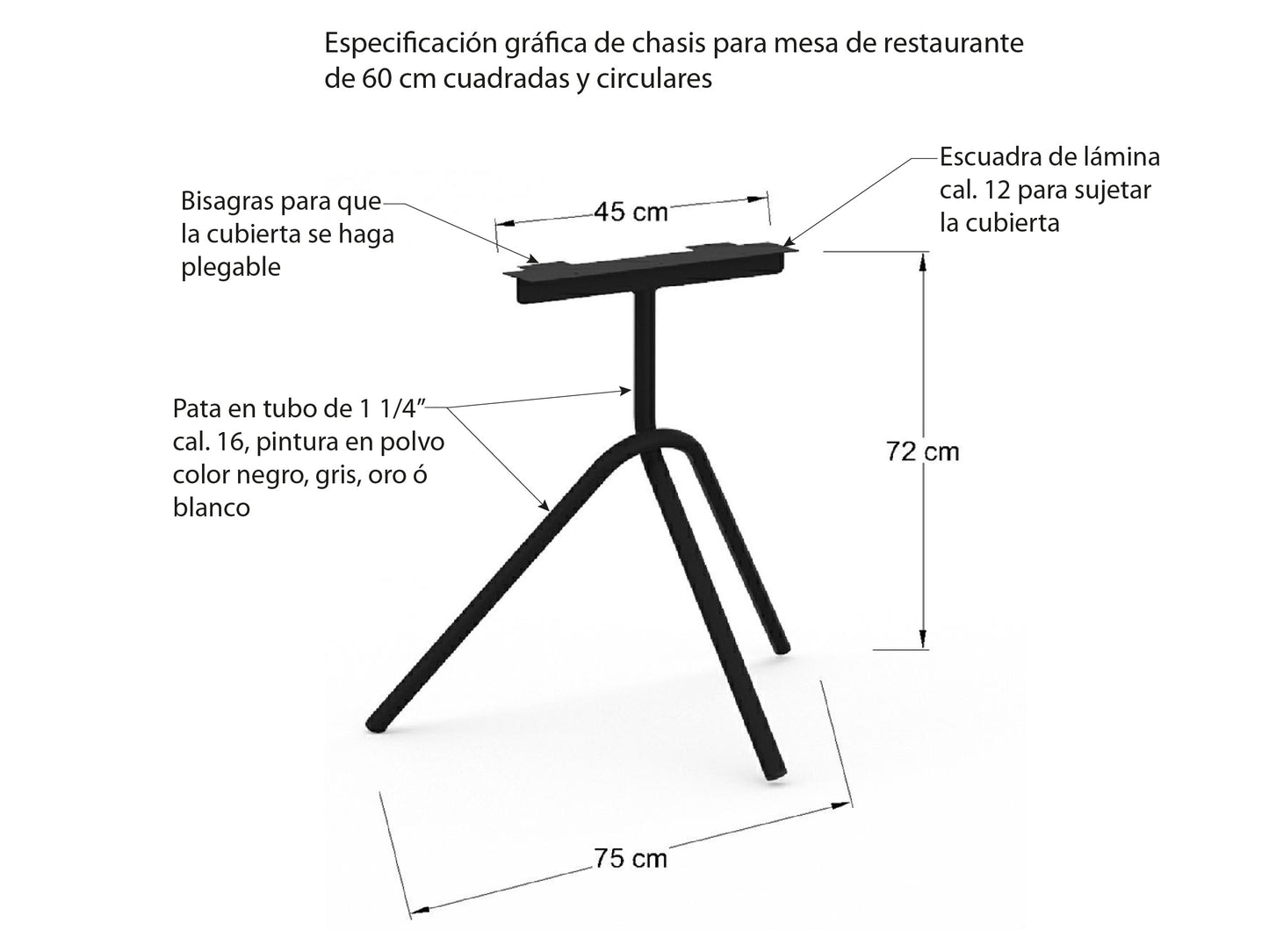 Chasis Base Plegable de 3 Puntas B3P7545