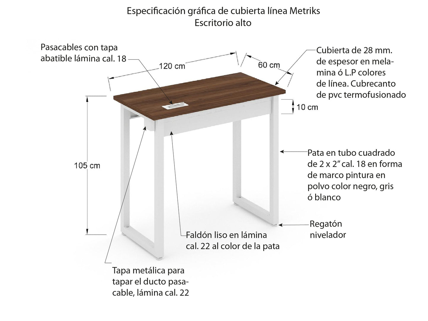 Escritorio Individual Alto EAMTR12-15