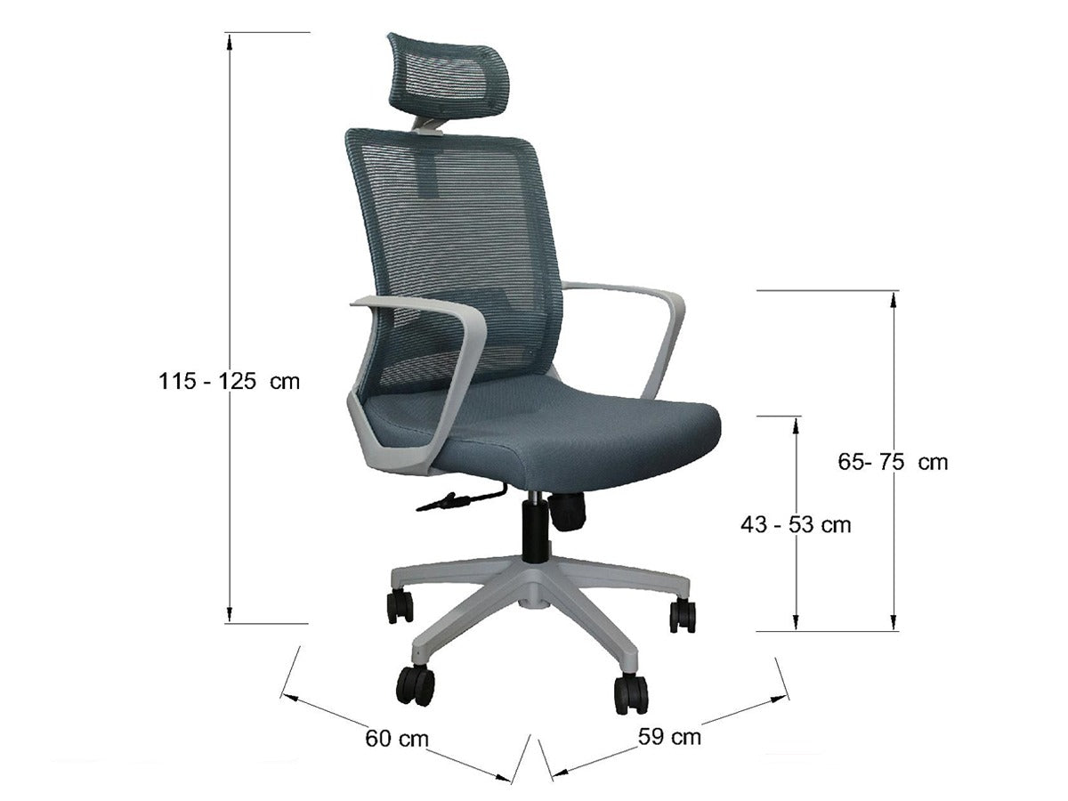 Silla Directiva Moldavia Gris Con Cabecera