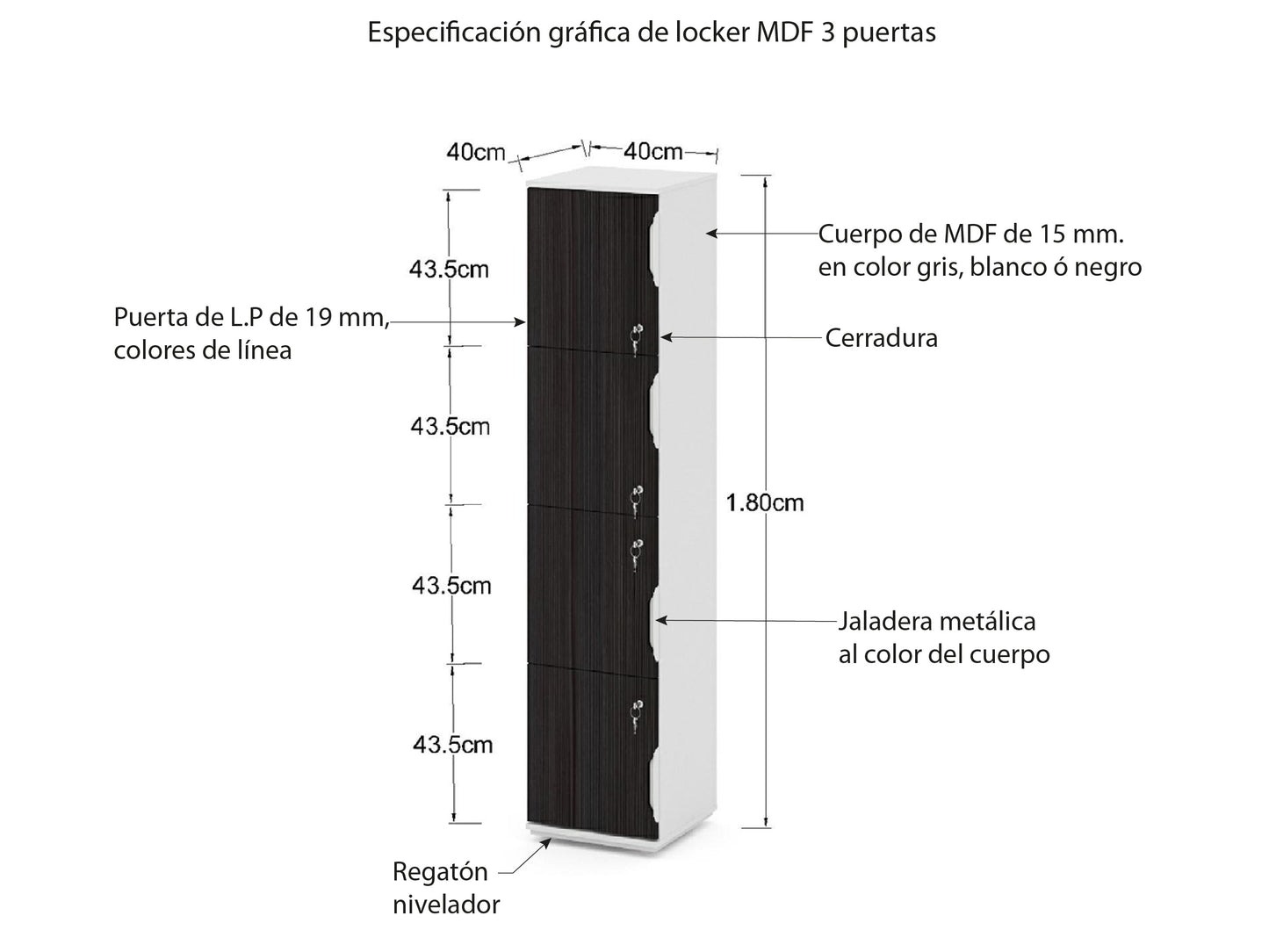 Locker Económico de MDF 4 Puertas LKDF4