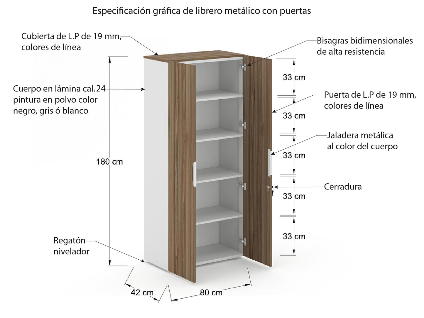 Librero Metálico Con Puertas L4ML174