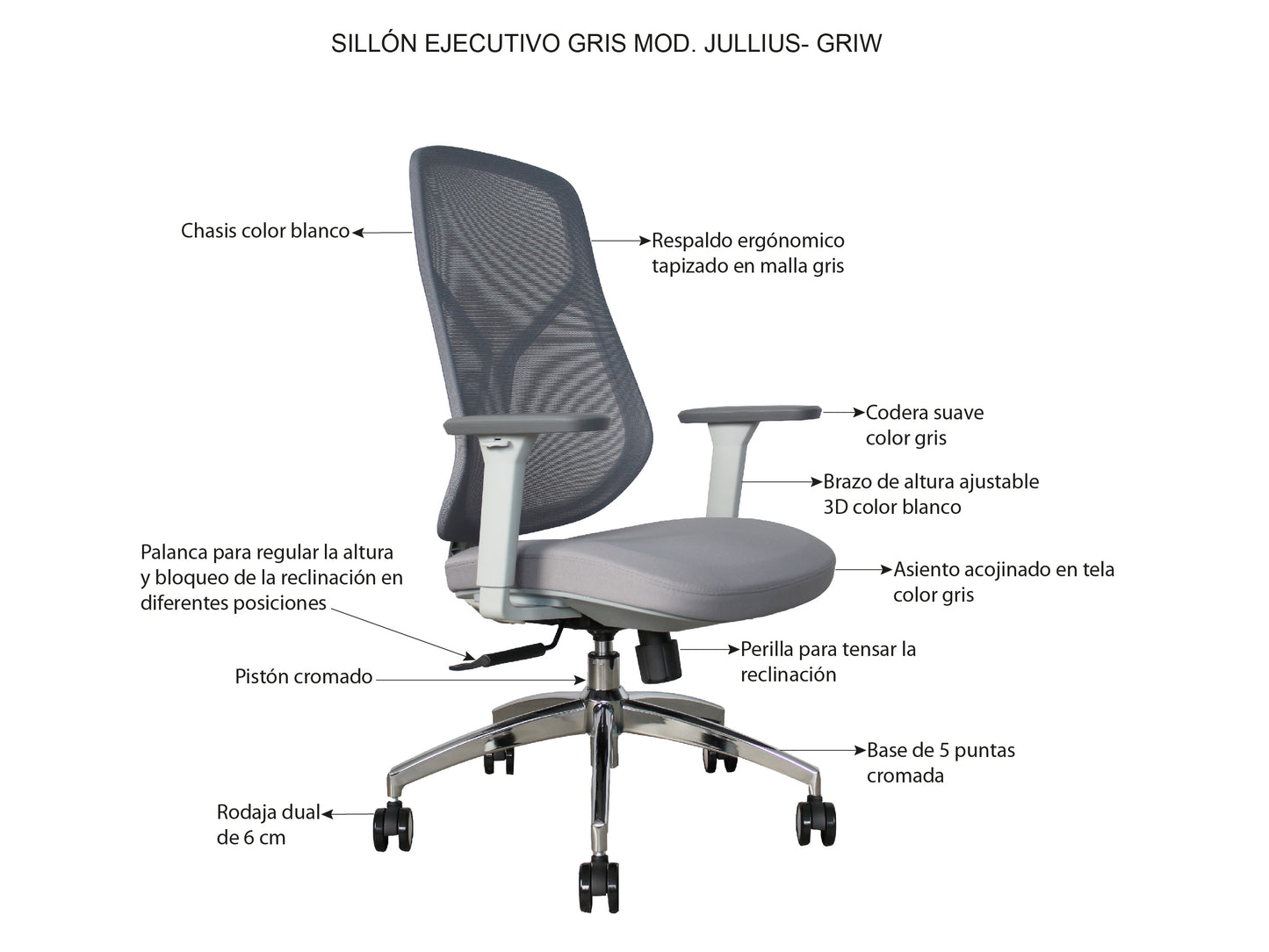 Silla Ejecutiva Premium Task Gris