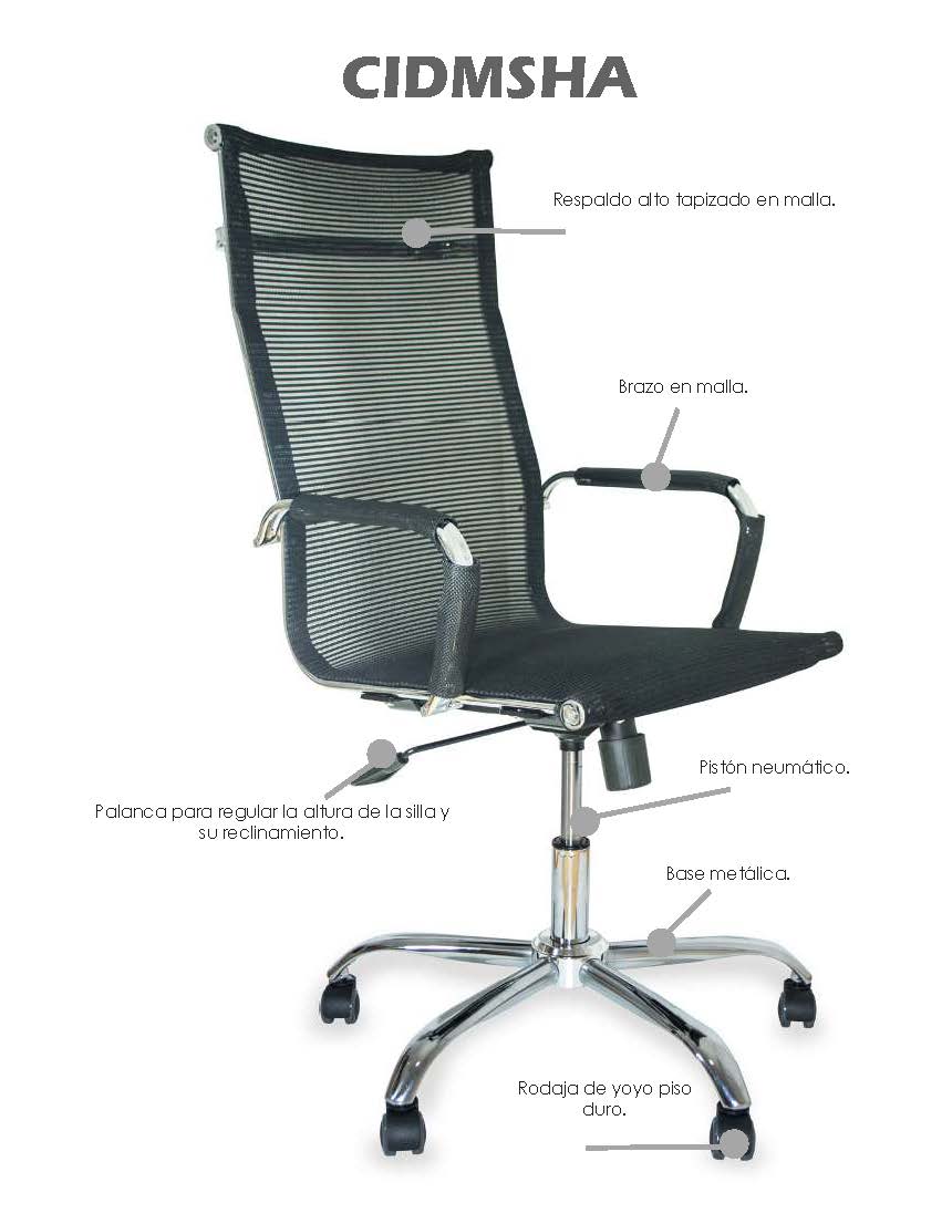 Silla Cidro Cromada Alta Malla CIDMSHA