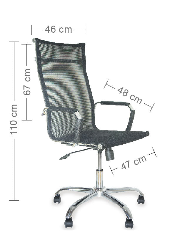 Silla Cidro Cromada Alta Malla CIDMSHA