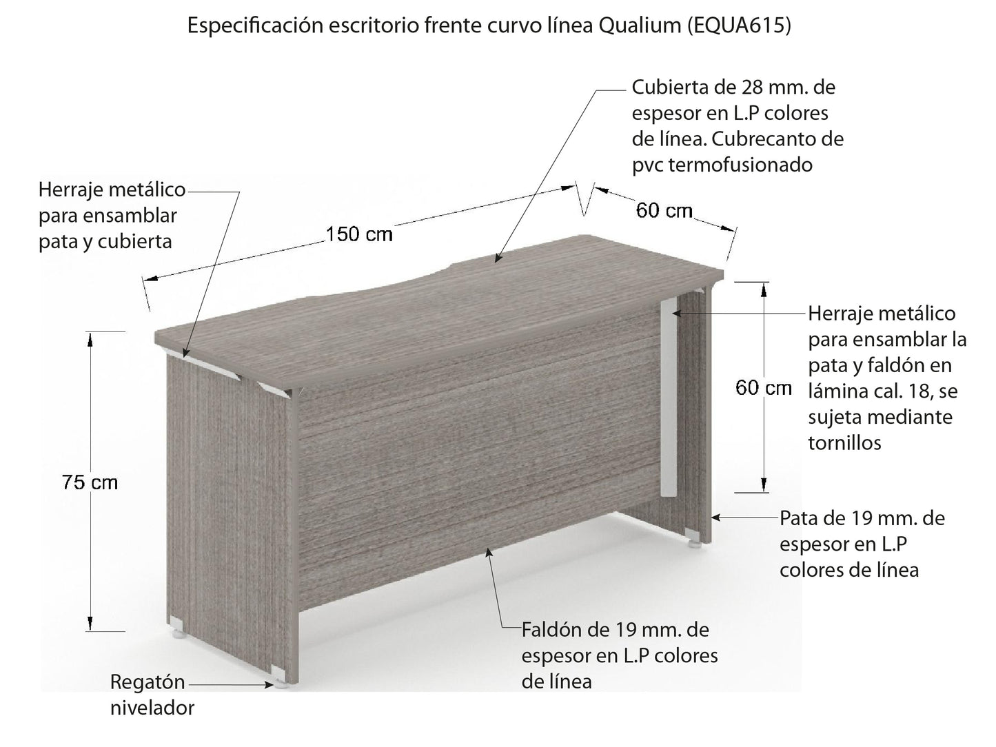 Escritorio Curvo Ejecutivo Qualium