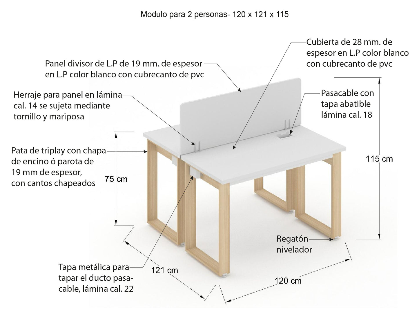 Modulo de Trabajo Bohom para 2 personas