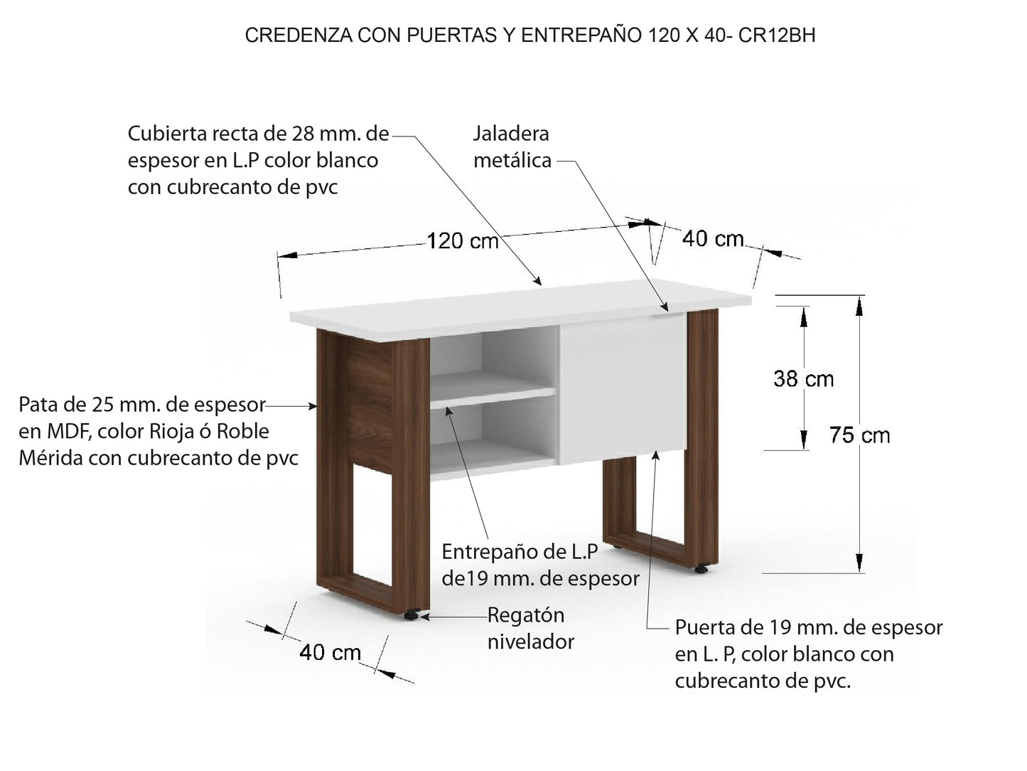 Credenza Ejecutiva Bohom con Puertas y Estantes