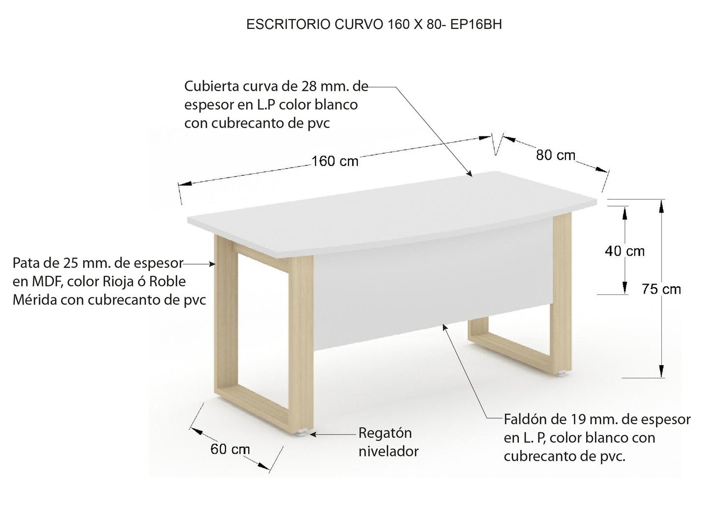 Escritorio Curvo Ejecutivo