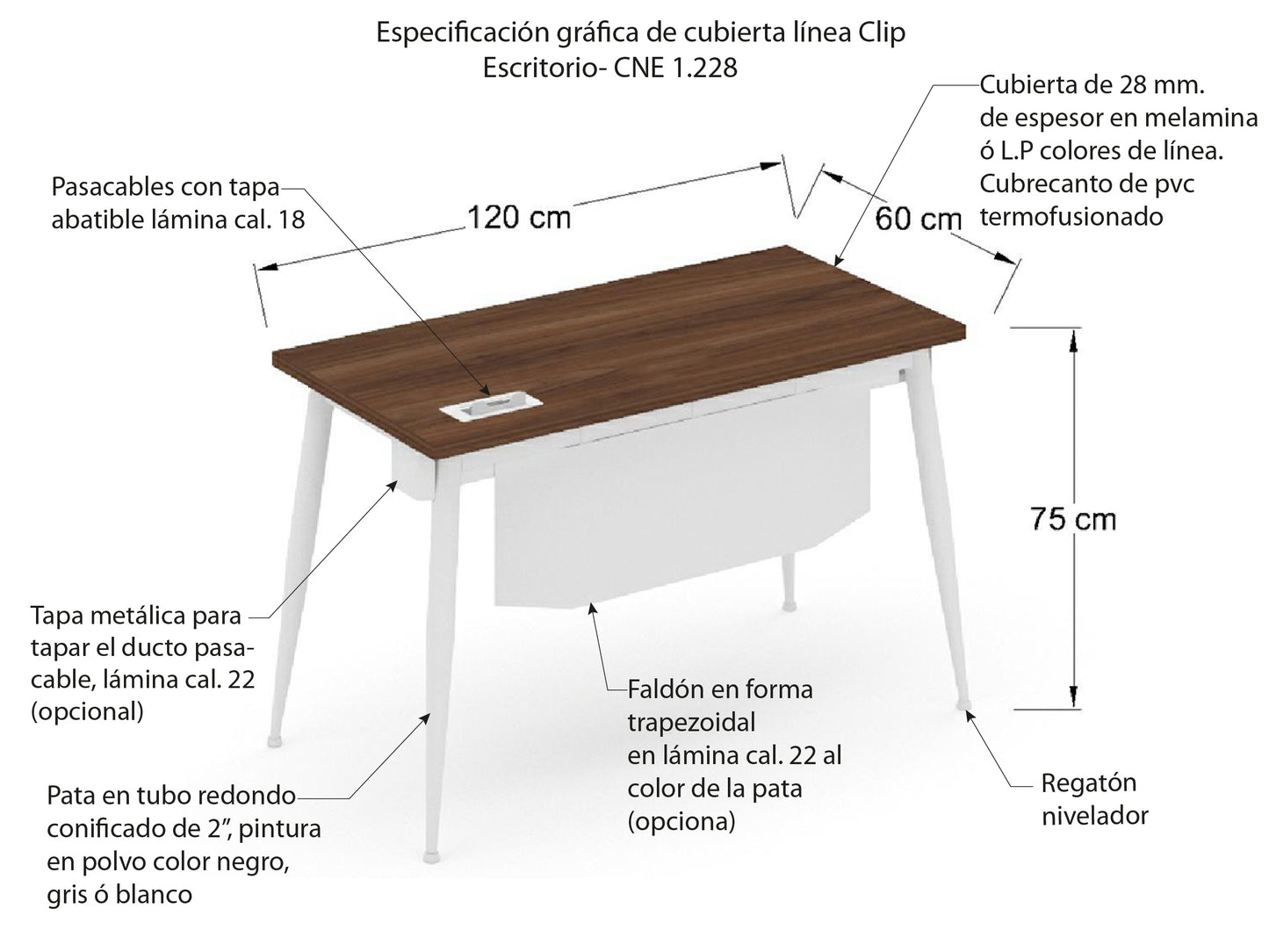 Escritorio Individual Clip Conico CNE 28