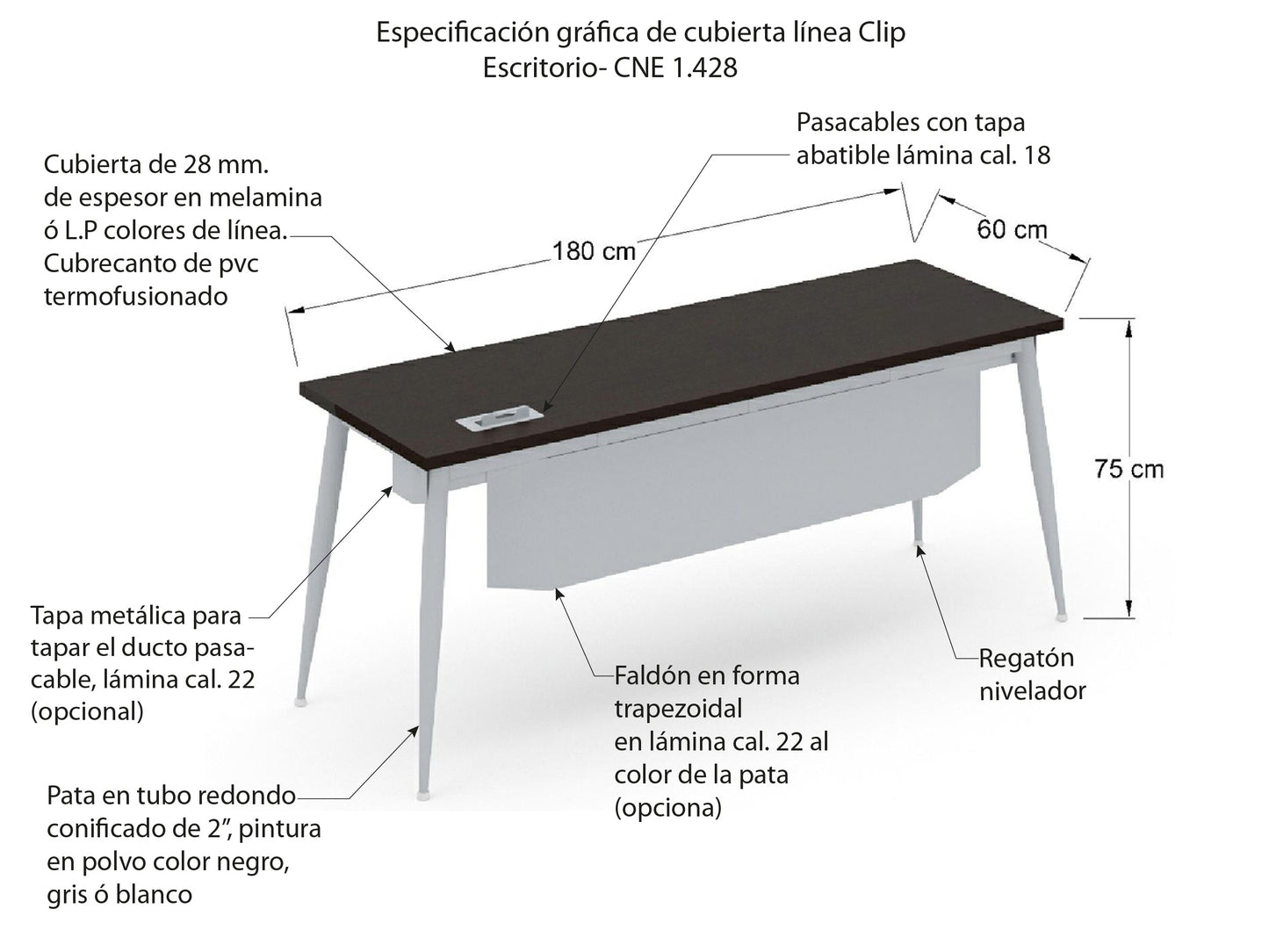 Escritorio Individual Clip Conico CNE 28