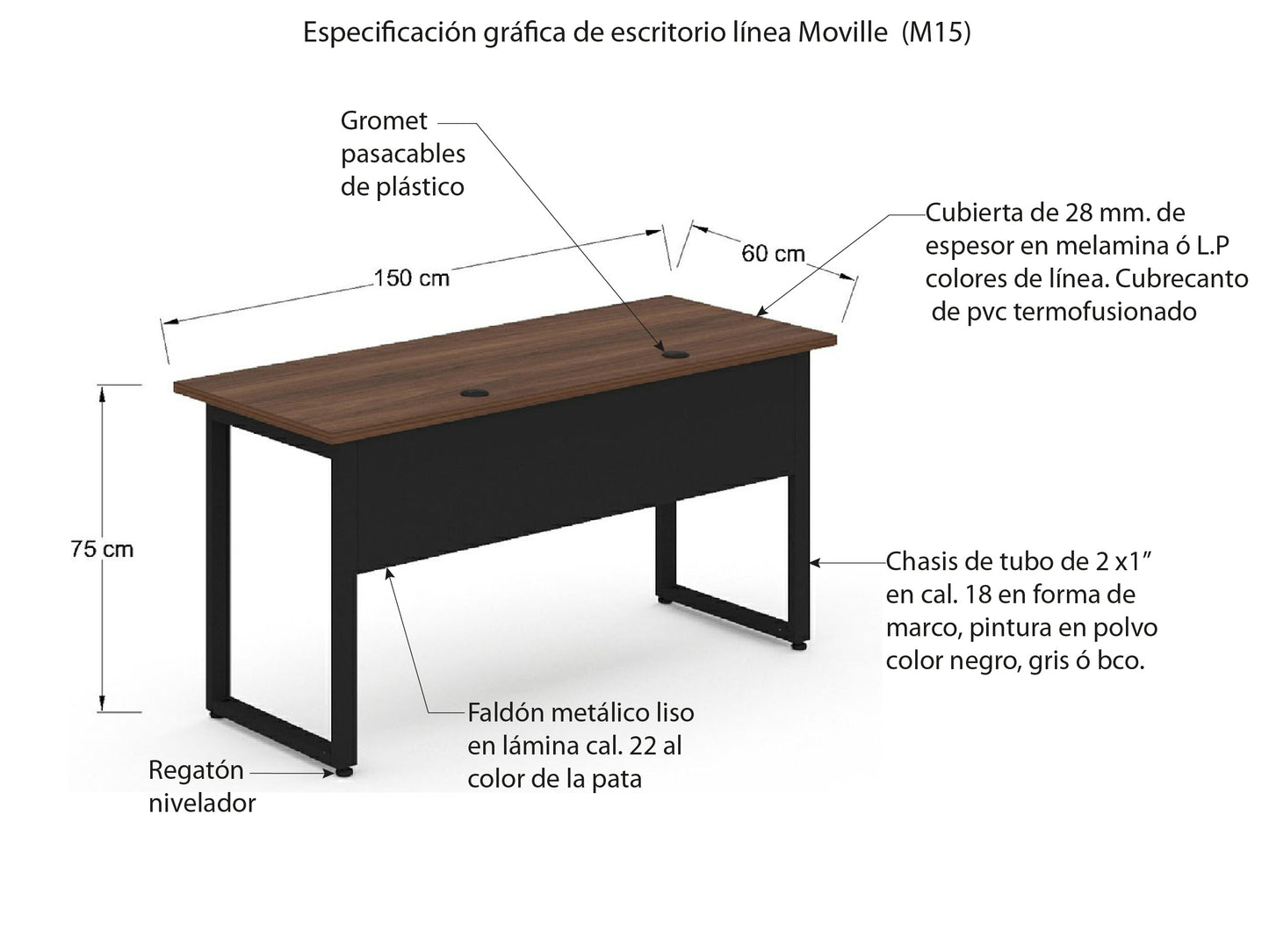 Escritorio Individual Recto Met