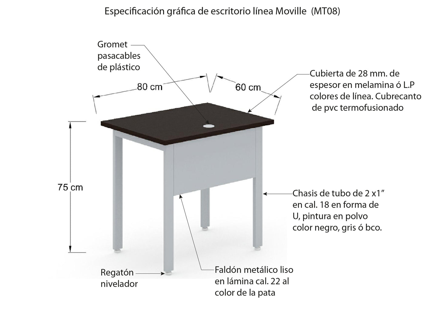 Escritorio Individual Recto MT