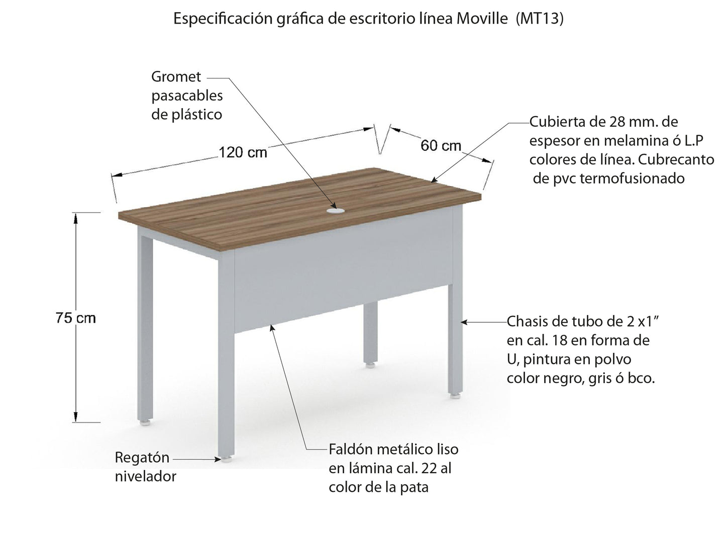 Escritorio Individual Recto MT