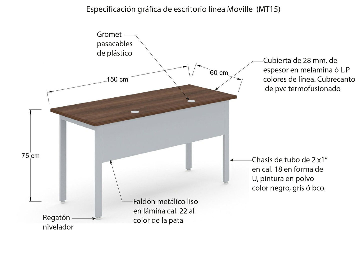 Escritorio Individual Recto MT