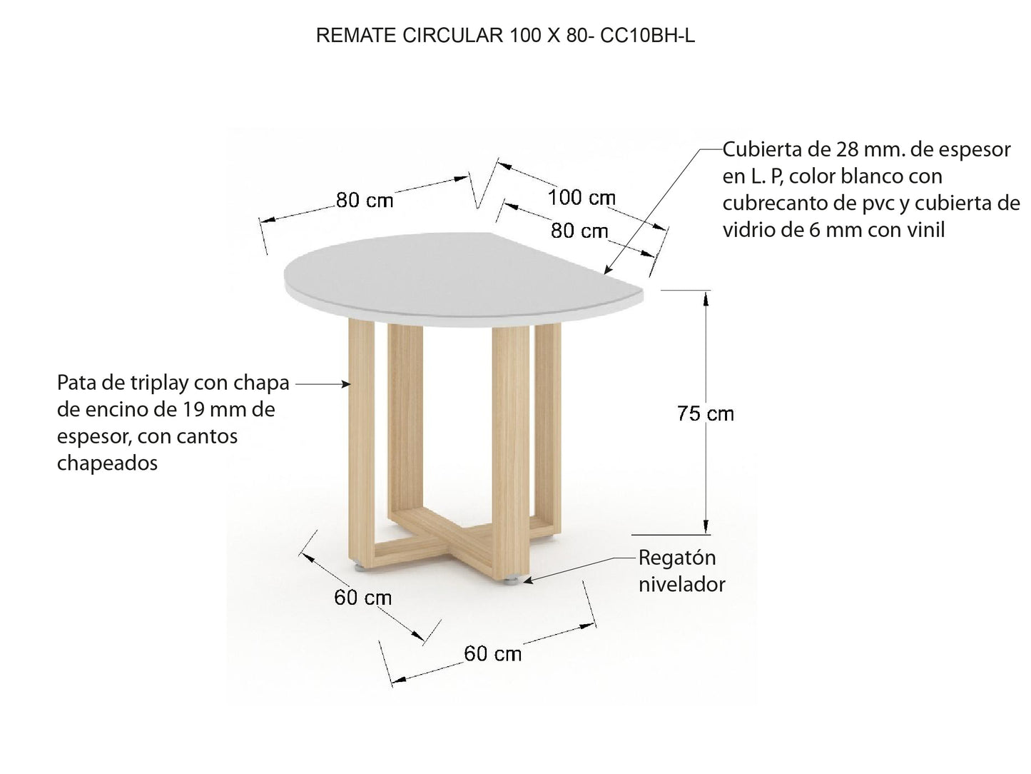 Remate Circular Bohom-Santal con Cristal Blanco